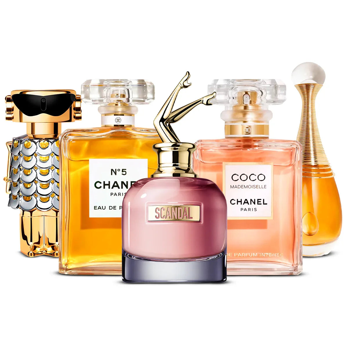 Set di 5 profumi  | Fame + Chanel N°5 + Scandal + Coco Mademoiselle + J'adore
